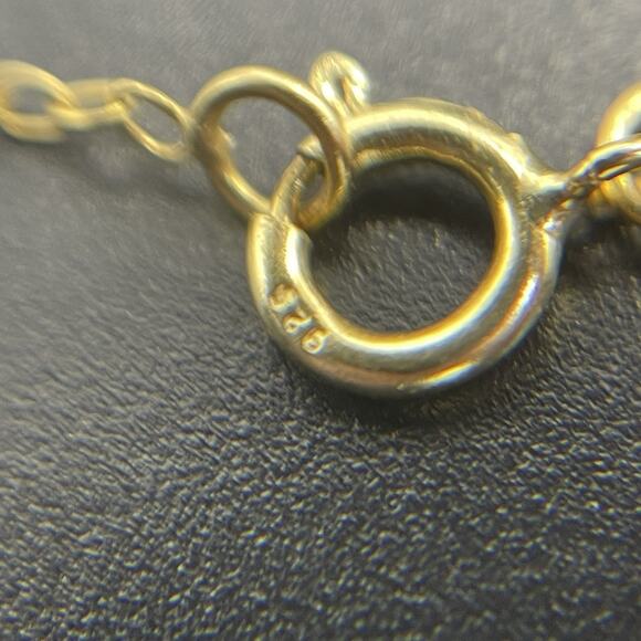 Sterling Silver Gold Vermeil Necklace CZ Sparkle Cluster Rectangle Pendant - Picture 9 of 9